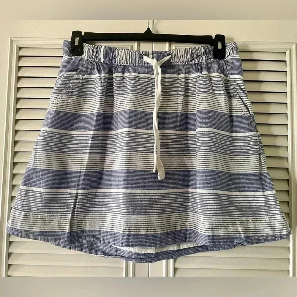 Gap Women’s Casual Blue/White Striped Cotton/Flax Blend Skirt SZ M